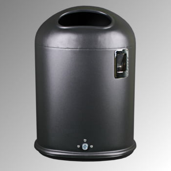 Ovaler Abfallbehälter mit Ascher - 45 l - Pfosten- oder Wandmontage - moosgrün