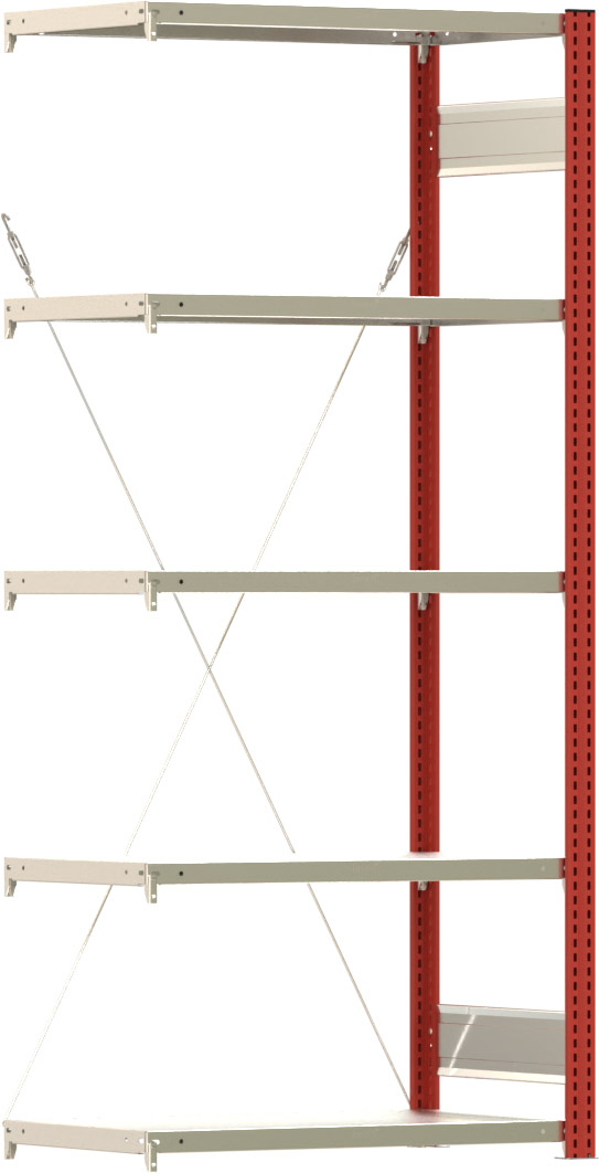 Fachbodenregal BERT - Breite: 87,5 cm - Tiefe: 50 cm - Höhe: 200 cm - 5 Böden - Anbauregal