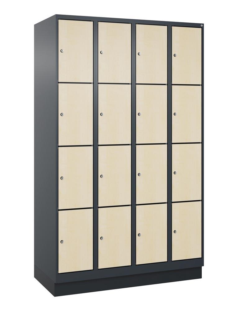 Fächerschrank mit MDF Türen, Breite 120 cm, Höhe 195 cm, Tiefe 50 cm, 16 Fächer