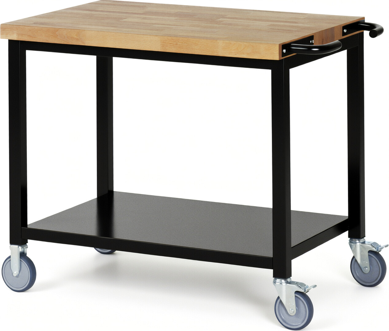 Fahrbare Werkbank - Modell 8000 BASIC schwarz, BxTxH 1000x700x880 mm,  Buche-Massiv Arbeitsplatte 40 mm