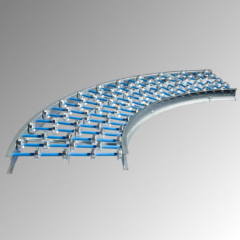 Leichtröllchenbahn - 300 mm - Stahlröllchen - Achsabst. 125 mm - Kurve 45 Grad