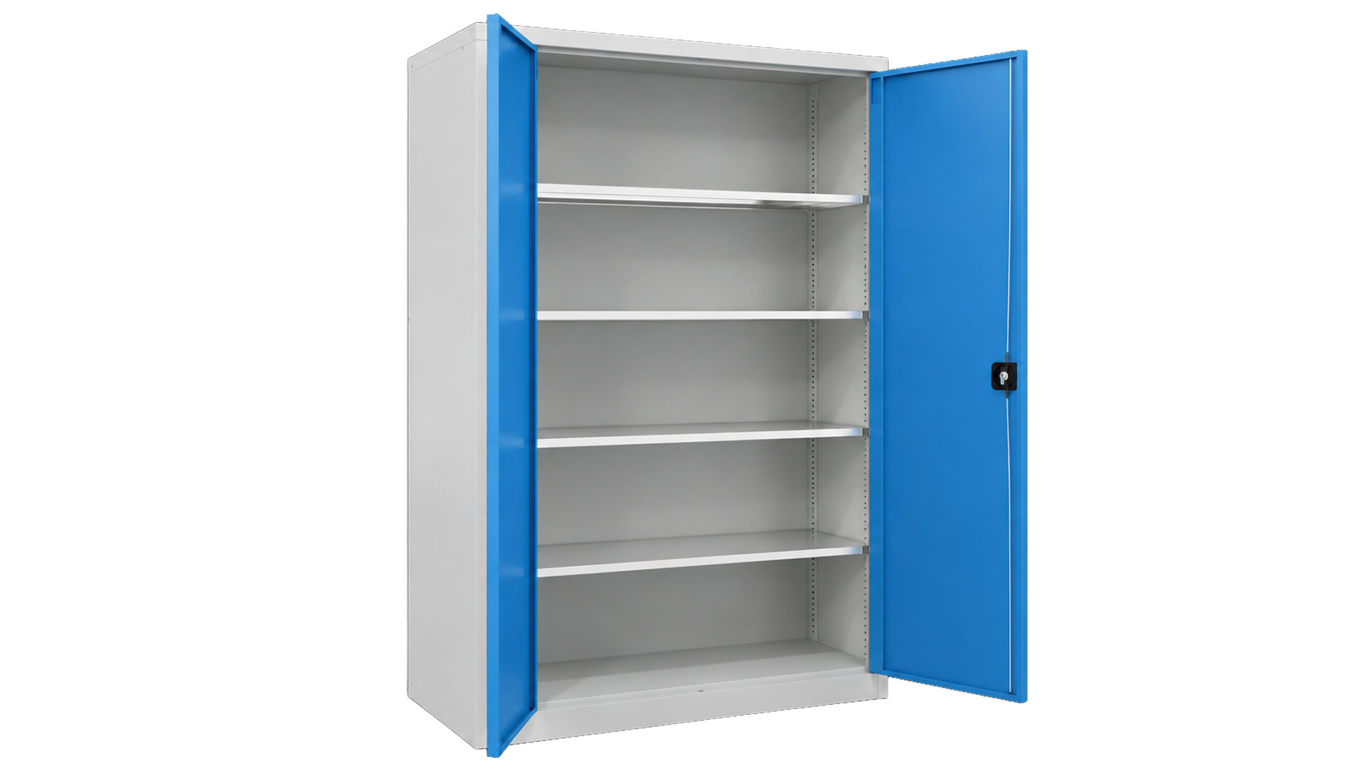 Flügeltürenschrank, Vollblechtüren, 4 verzinkte Böden, BxTxH 1200x500x1950 mm, RAL 7035/5012