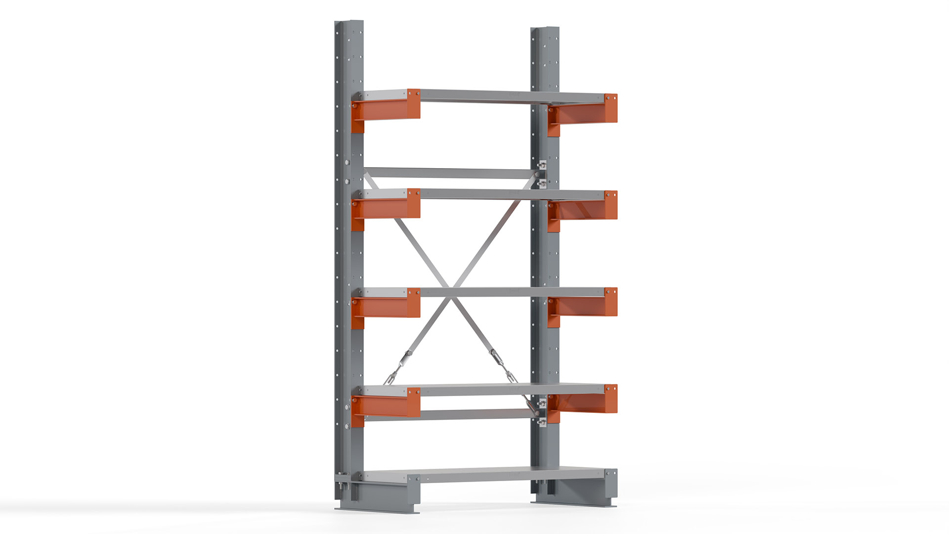 Kragarmregal KARL basic - lackiert - Breite: 100 cm - Höhe: 200 cm - Tiefe: 40 cm - Traglast je Kragarm: 1100 kg - einseitig