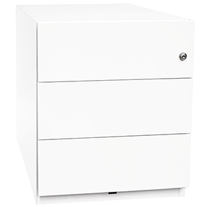 Rollcontainer, BxTxH 420x565x495 mm, 3 Schubladen, seitliche Griffleisten, weiß