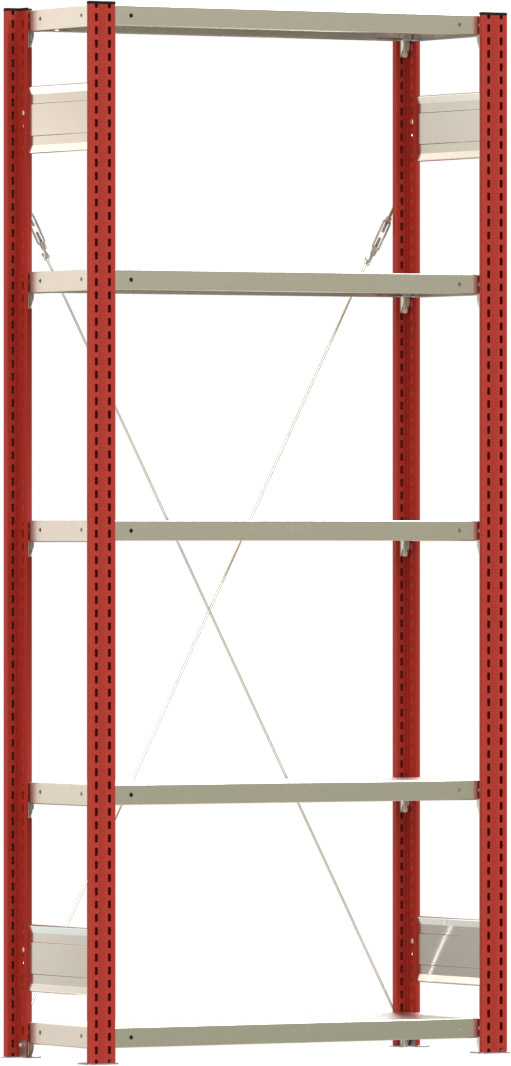 Fachbodenregal BERT - Breite: 87,5 cm - Tiefe: 30 cm - Höhe: 200 cm - 5 Böden - Grundregal