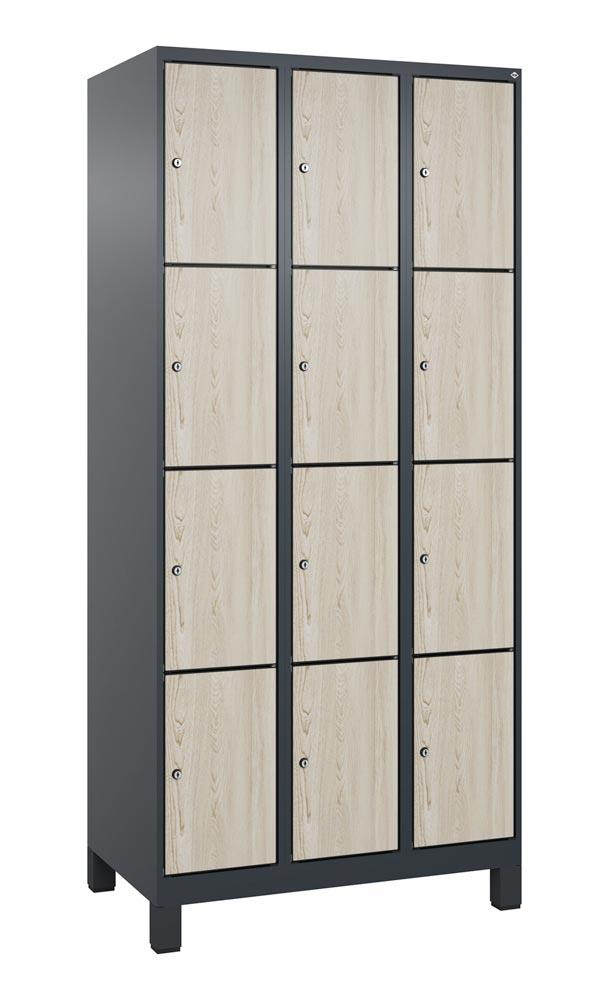 Fächerschrank mit MDF Türen, Breite 90 cm, Höhe 195 cm, Tiefe 50 cm, 12 Fächer