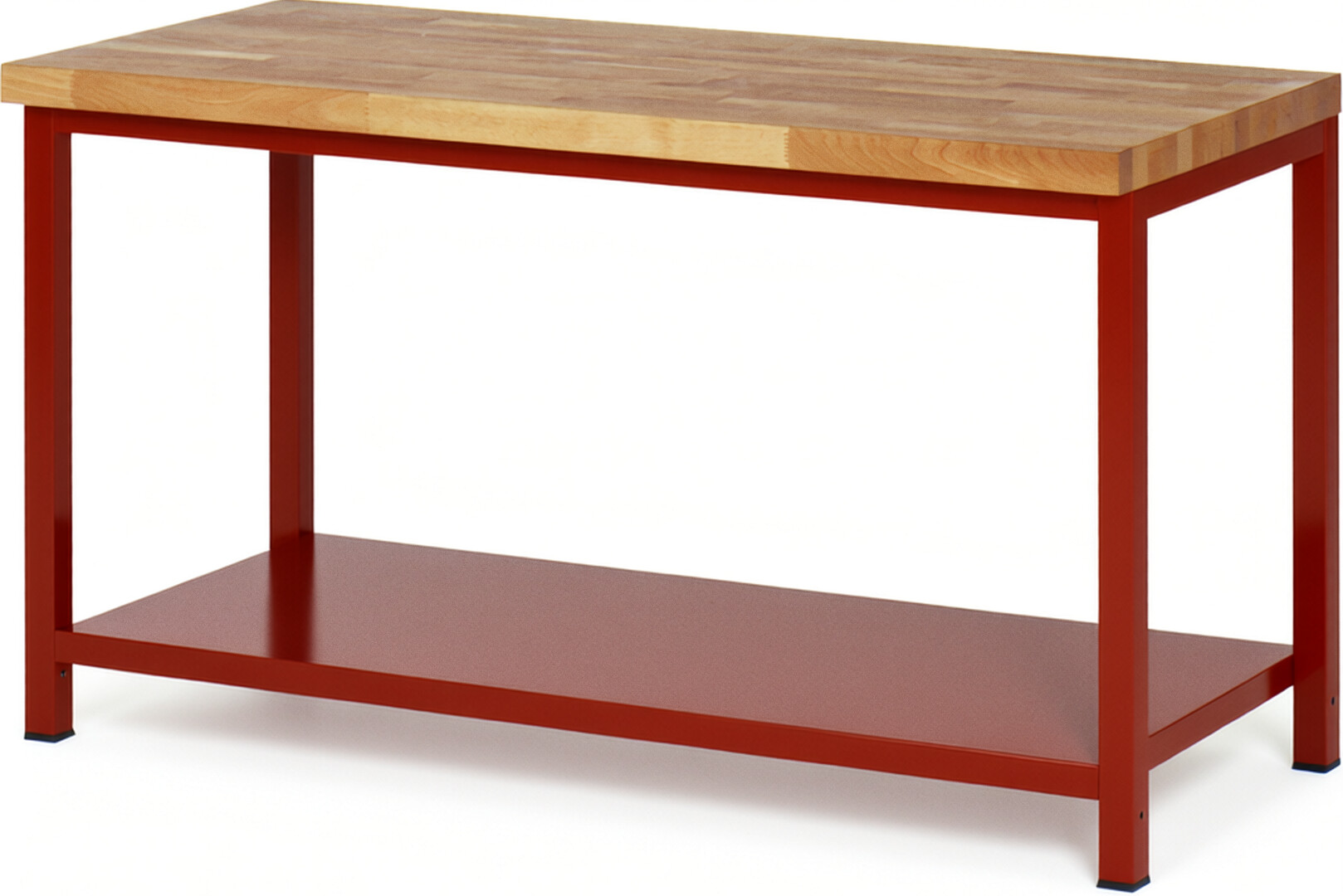 Werkbank Modell 8000 rot, BxTxH 1500x700x840 mm,  Buche-Massiv Arbeitsplatte 40 mm