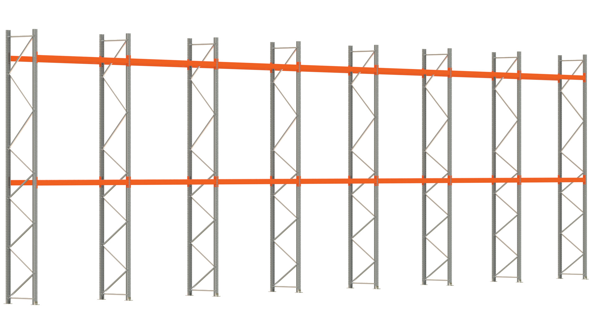 Palettenregal ARTUS - Breite 1958 cm - Höhe 550 cm - Tiefe 80 cm - Fachlast 2000 kg - 42 Palettenstellplätze