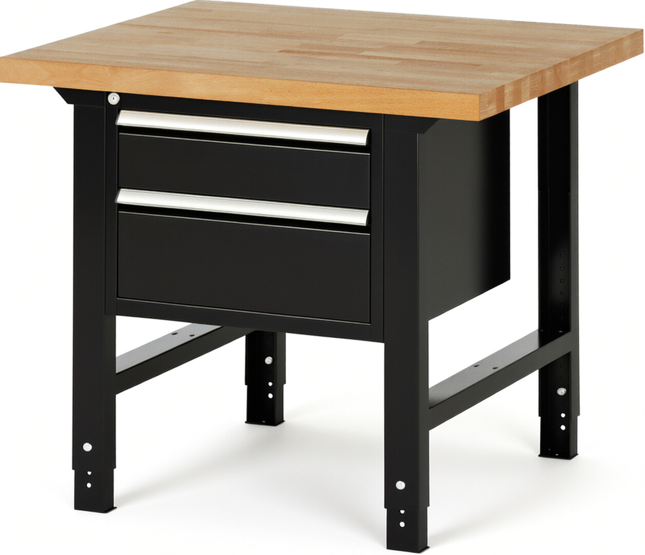 RAU Werkbank schwarz - Breite 100 cm - Tiefe 90 cm - Höhe 114 cm - Buche-Massiv Arbeitsplatte 40 mm