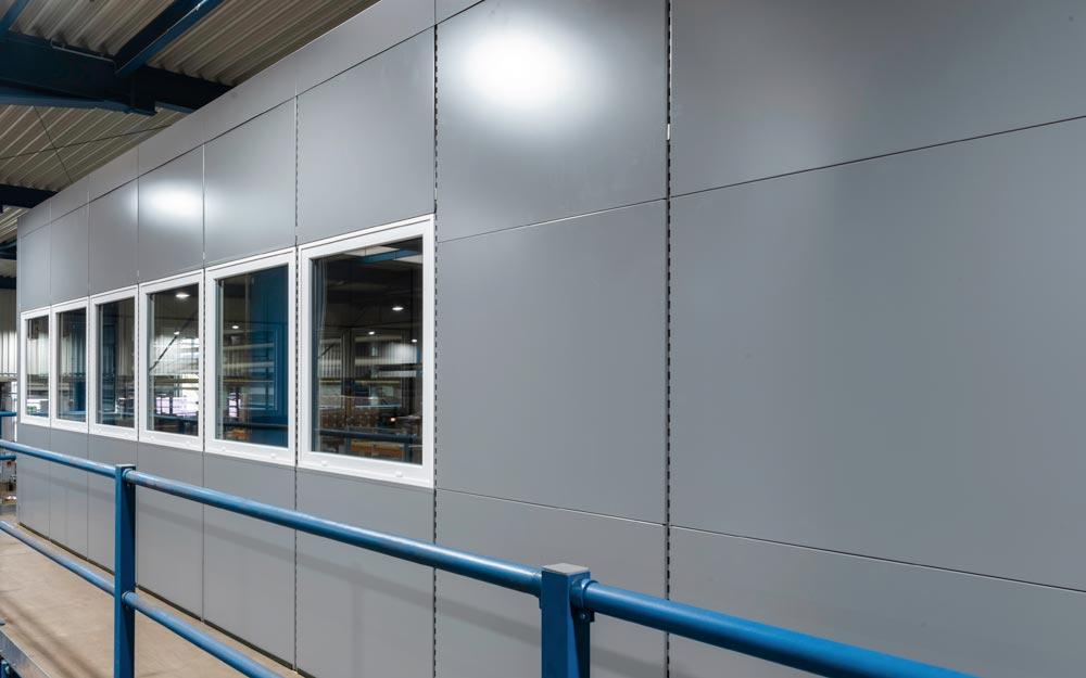 Akustik-Stellwand, BxTxH 3730x3230x3000 mm, ohne Tür, ohne Dach, RAL 7037 staubgrau