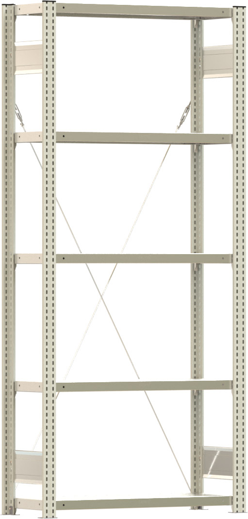 Fachbodenregal BERT - Breite: 87,5 cm - Tiefe: 30 cm - Höhe: 200 cm - 5 Böden - Grundregal