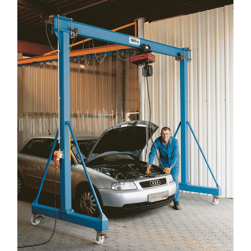 Portalkran, ohne Grundelektrik, Traglast 1000 kg, Radstand 1500 mm, Gesamtbreite 3330 mm, Bauhöhe 3220 mm