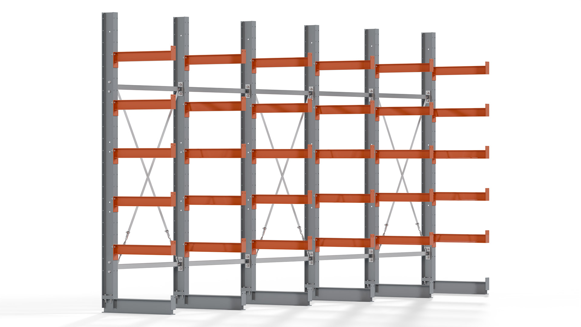 Kragarmregal KARL basic - lackiert - Breite: 500 cm - Höhe: 250 cm - Tiefe: 60 cm - Traglast je Kragarm: 730 kg - einseitig