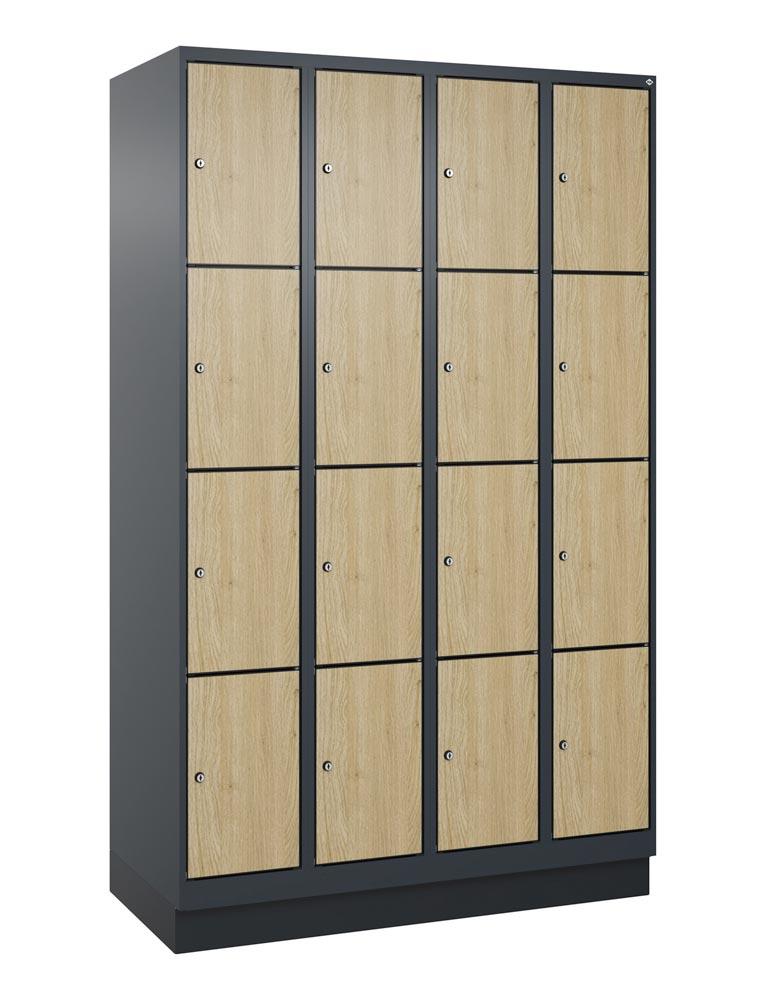 Fächerschrank mit MDF Türen, Breite 120 cm, Höhe 195 cm, Tiefe 50 cm, 16 Fächer