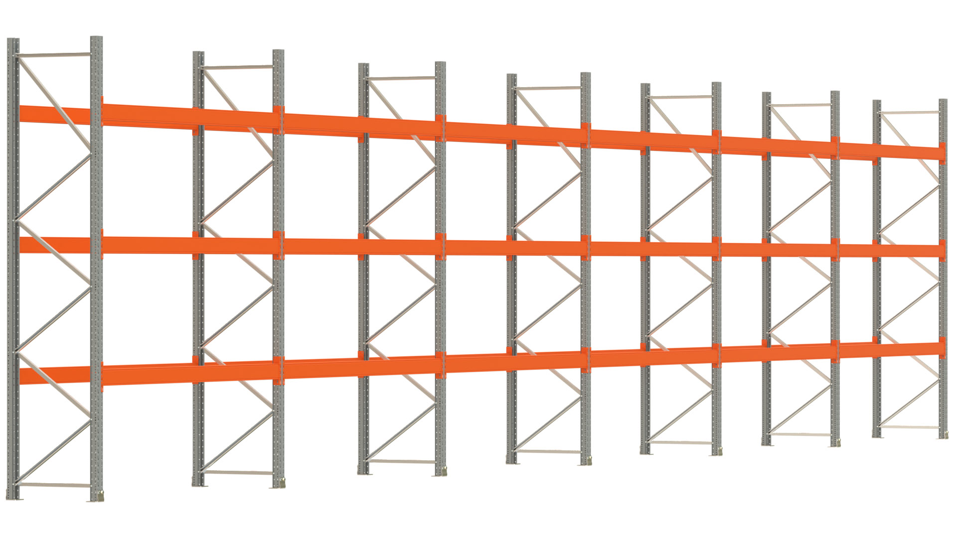 Palettenregal ARTUS - Breite 1679,5 cm - Höhe 350 cm - Tiefe 80 cm - Fachlast 3000 kg - 48 Palettenstellplätze