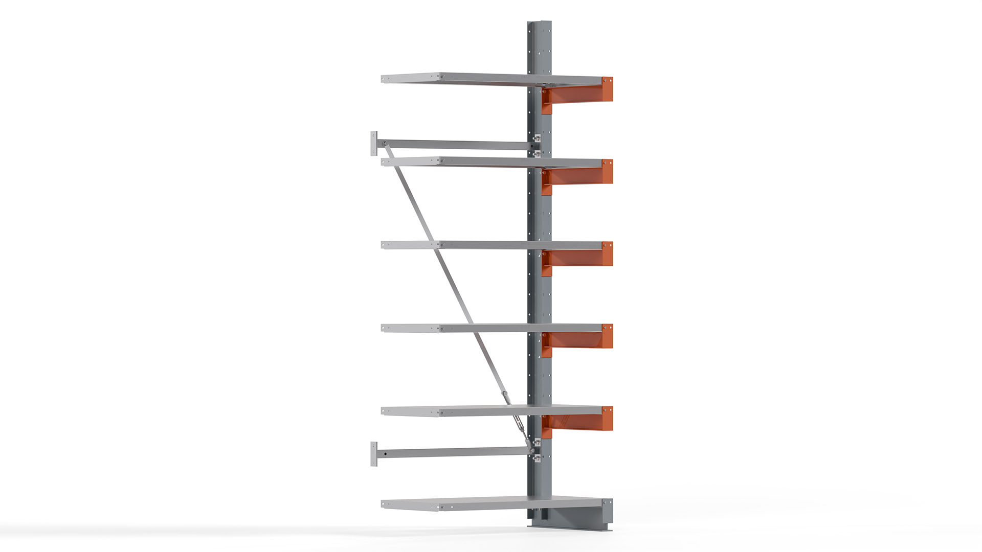 Kragarmregal KARL basic - Anbaufeld - Breite: 100 cm - Höhe: 250 cm - Tiefe: 62 cm - Traglast je Arm: 870 kg - einseitig