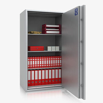 Dokumententresor, Geldschrank, Safe, VdS Klasse 2, 60 Minuten feuerfest, Türen 1-flügelig, 1.589 x 892 x 497 mm (HxBxT), Farbe lichtgrau (RAL 7035)