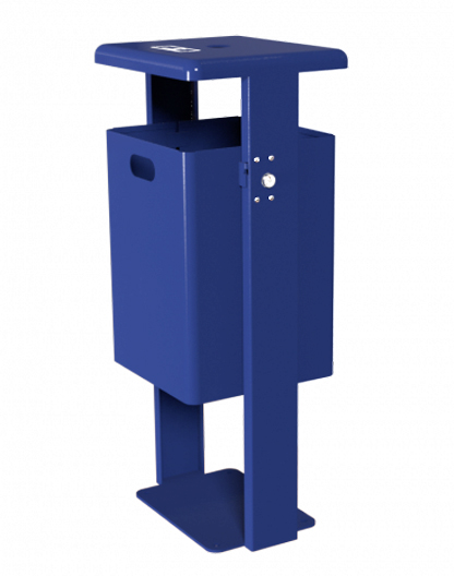 Stand-Abfallbehälter rechteckig - Vol. 40 l - mit Ascher - mit Bodenplatte - kobaltblau/kobaltblau