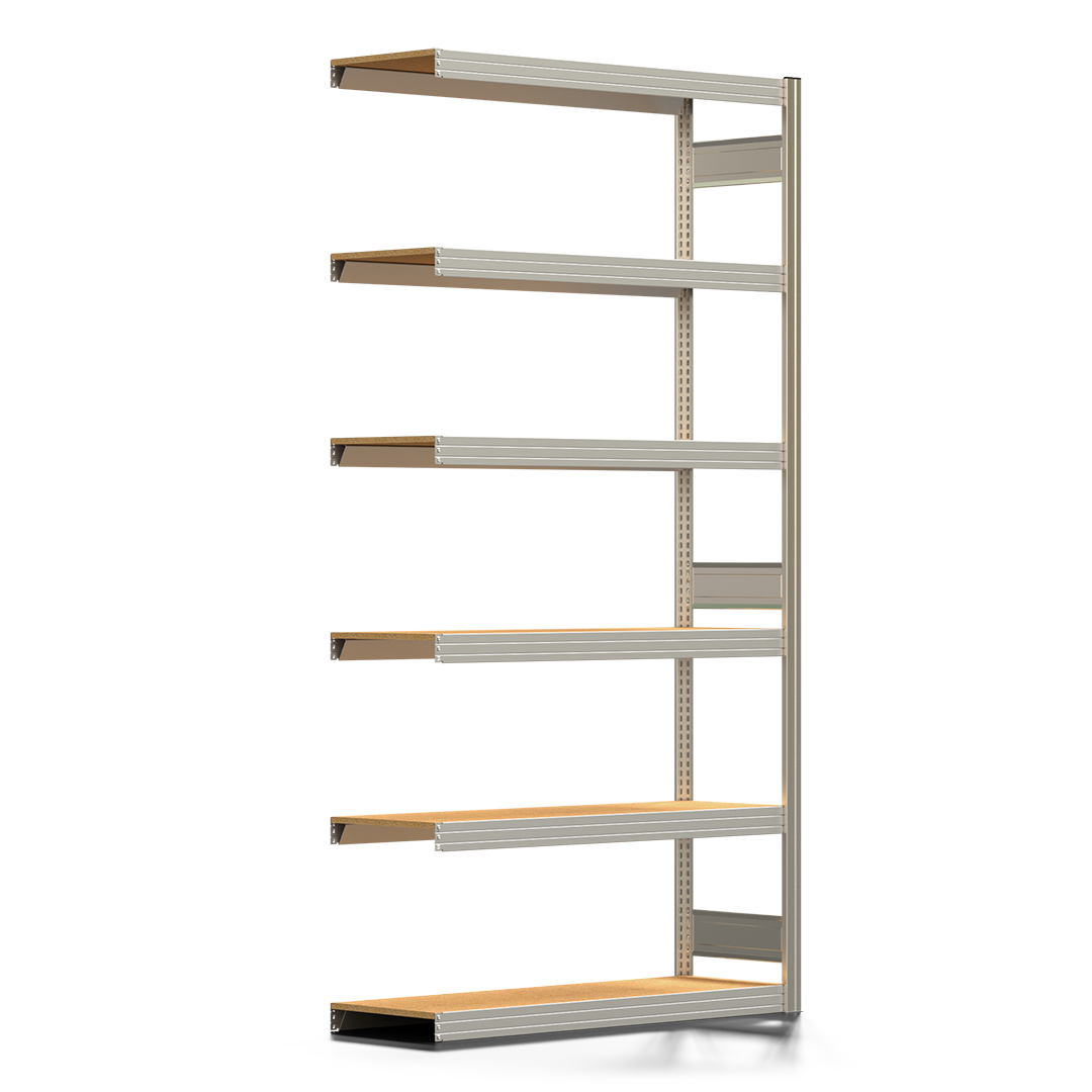 Fachbodenregal BERT - Breite: 128,5 cm - Tiefe: 40 cm - Höhe: 250 cm - 6 Böden - Anbauregal