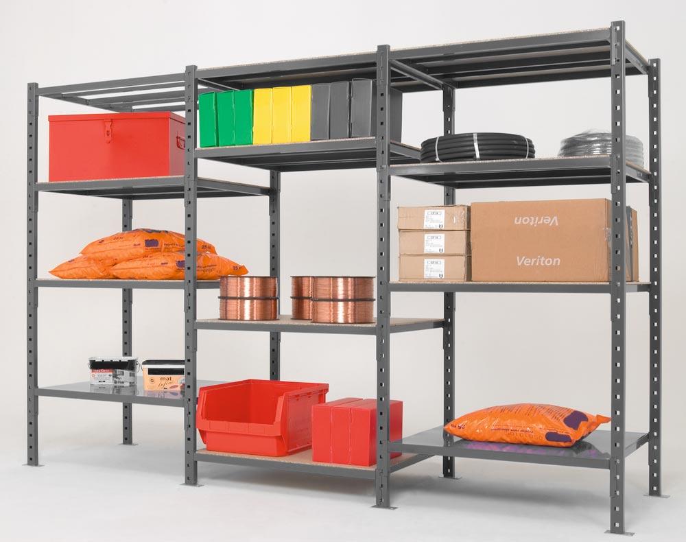 Vielzweck-Steckregal, Anbaufeld BxTxH 1010x1000x2000 mm, Fachlast 500 kg, 4 Ebenen Stahlrohrböden, Sützen und Böden RAL 7024 graphitgrau