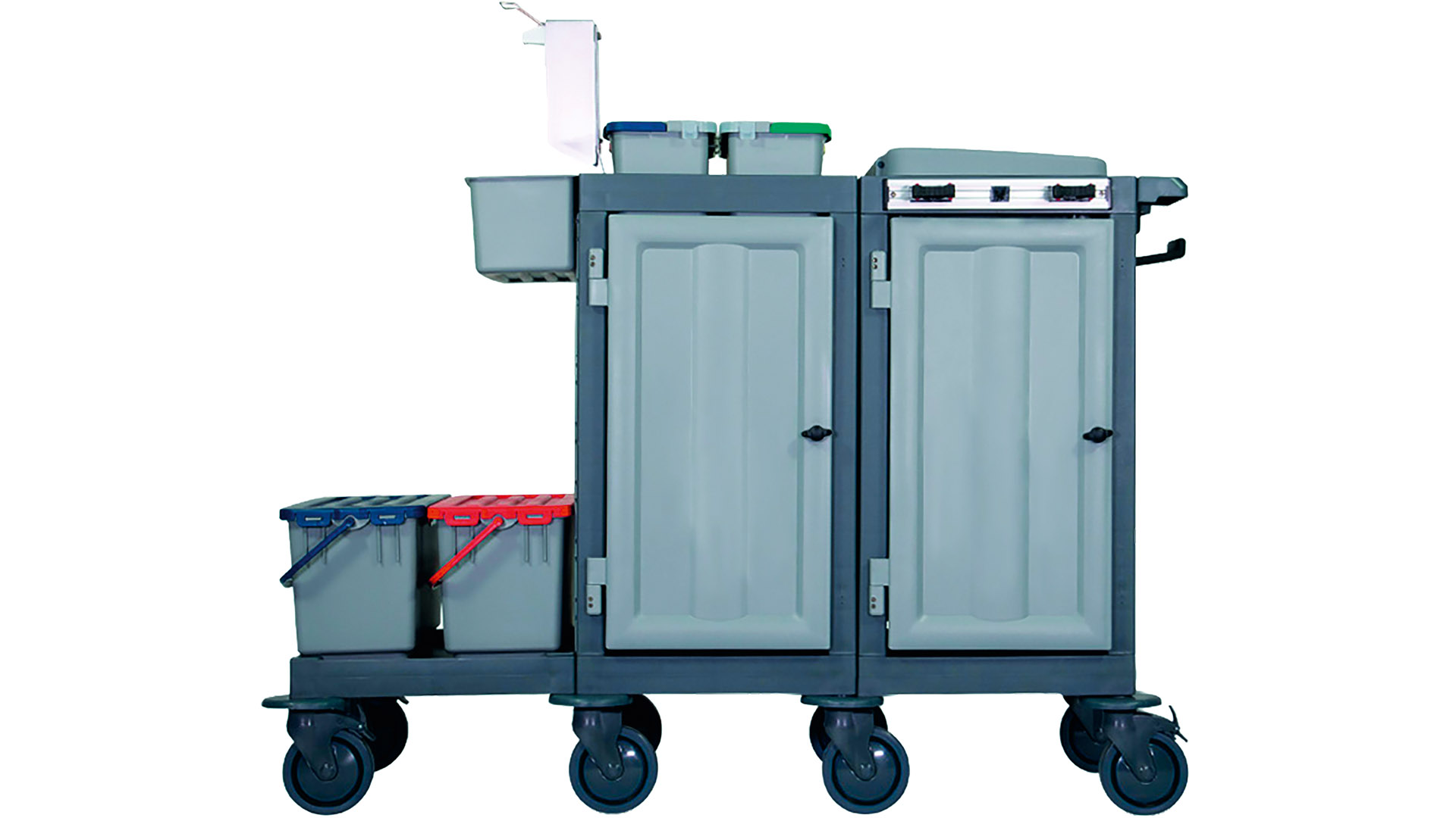 Reinigungswagen mit Ver- und Entsorgungseinheit, Mopp-Box-Set 1