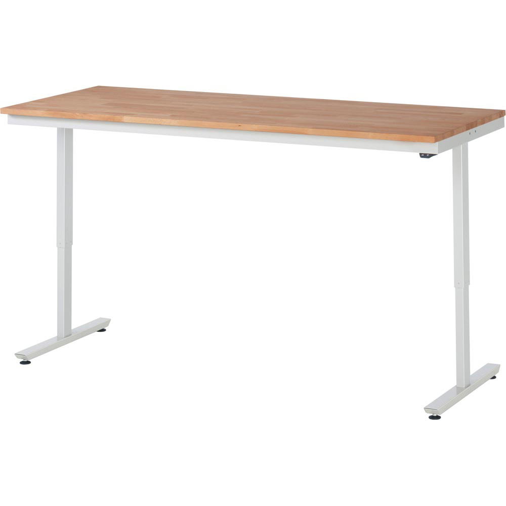 Elektrisch höhenverstellbarer Arbeitstisch, Platte Buche 25 mm, BxTxH 2000x800x720-1120 mm, RAL 7035, Flächenlast 150 kg
