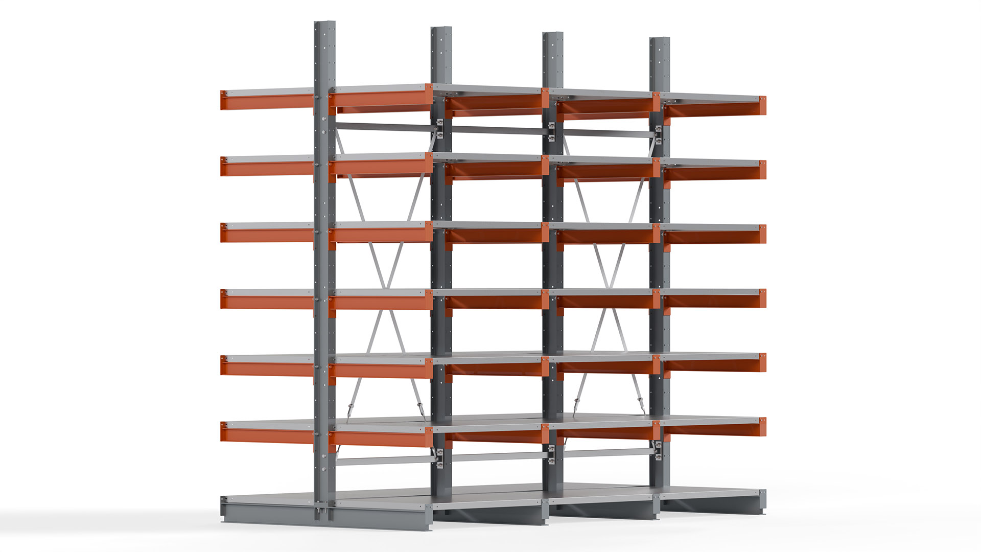 Kragarmregal KARL basic - lackiert - Breite: 300 cm - Höhe: 300 cm - Tiefe: 80 cm - Traglast je Kragarm: 550 kg - beidseitig