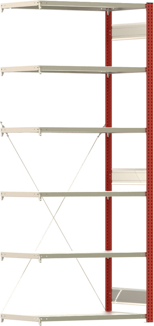 Fachbodenregal BERT - Breite: 100,5 cm - Tiefe: 60 cm - Höhe: 250 cm - 6 Böden - Anbauregal
