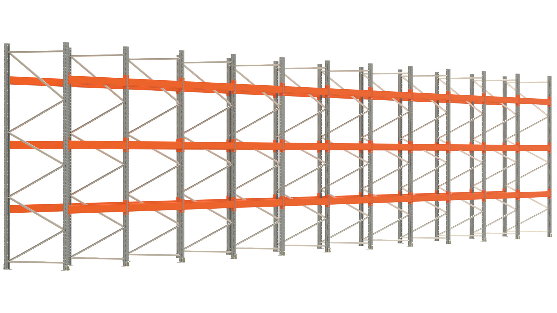 Palettenregal ARTUS - Breite 2192 cm - Höhe 350 cm - Tiefe 110 cm - Fachlast 3000 kg - 88 Palettenstellplätze