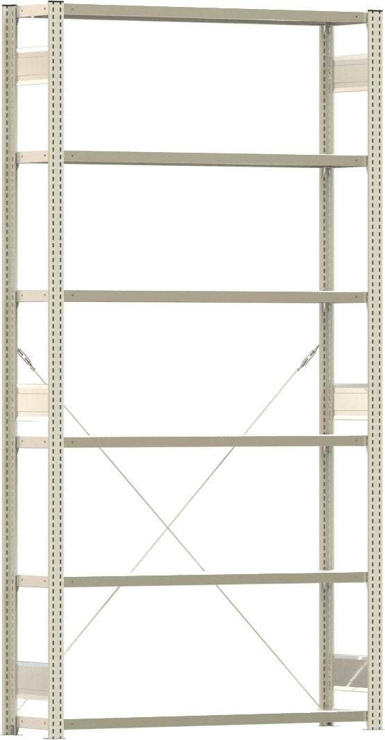 Fachbodenregal BERT - Breite: 128,5 cm - Tiefe: 30 cm - Höhe: 250 cm - 6 Böden - Grundregal