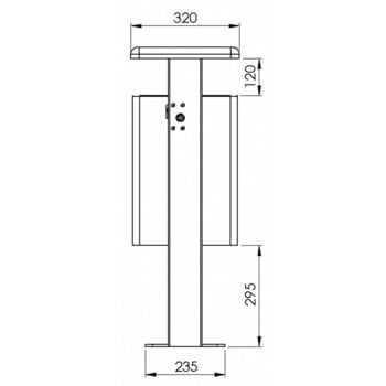 Stand-Abfallbehälter rechteckig - Vol. 40 l - mit Ascher - mit Bodenplatte - Eisenglimmer/verzinkt