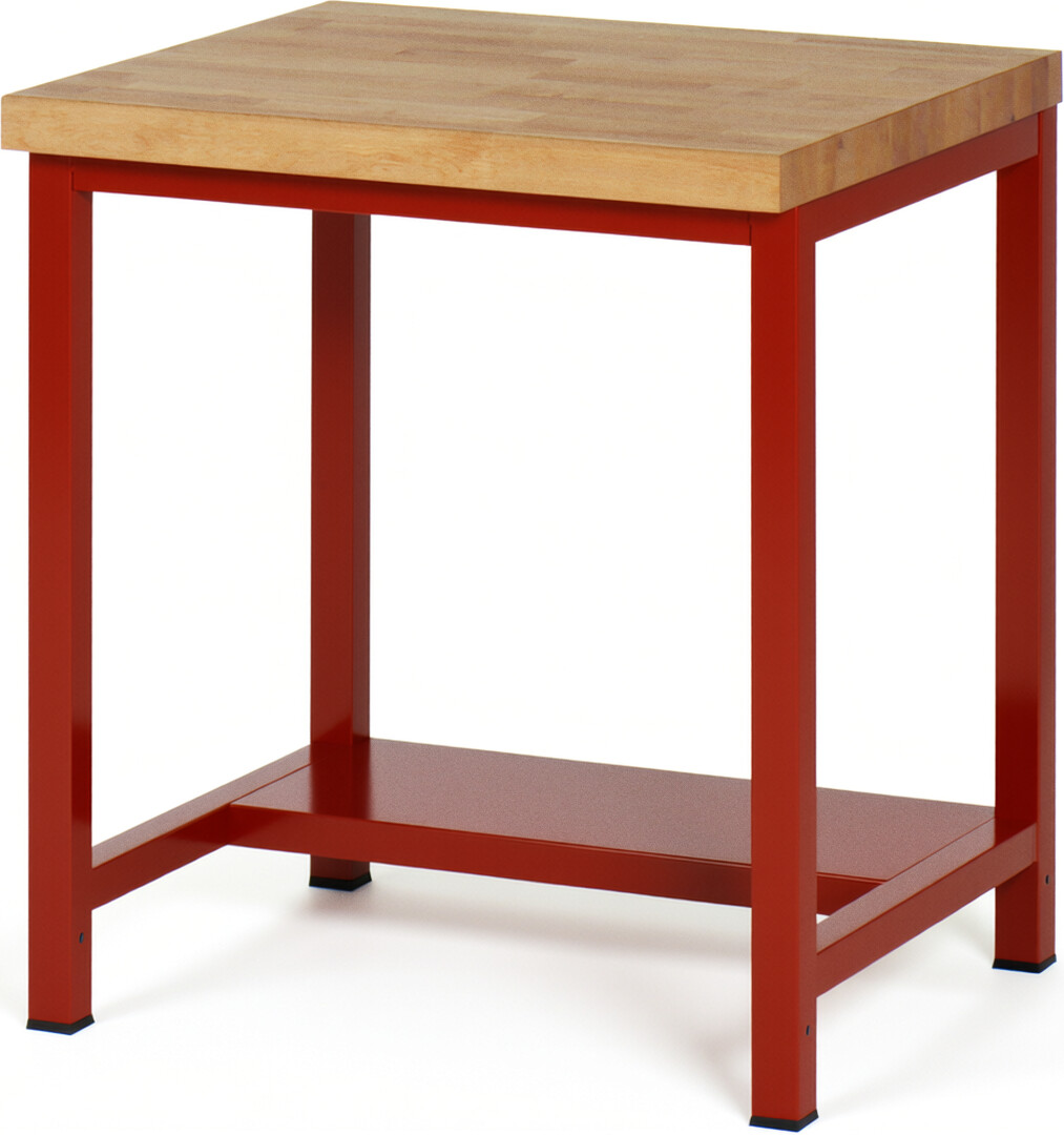 RAU Werkbank rot - Breite 75 cm - Tiefe 70 cm - Höhe 84 cm - Buche-Massiv Arbeitsplatte 40 mm