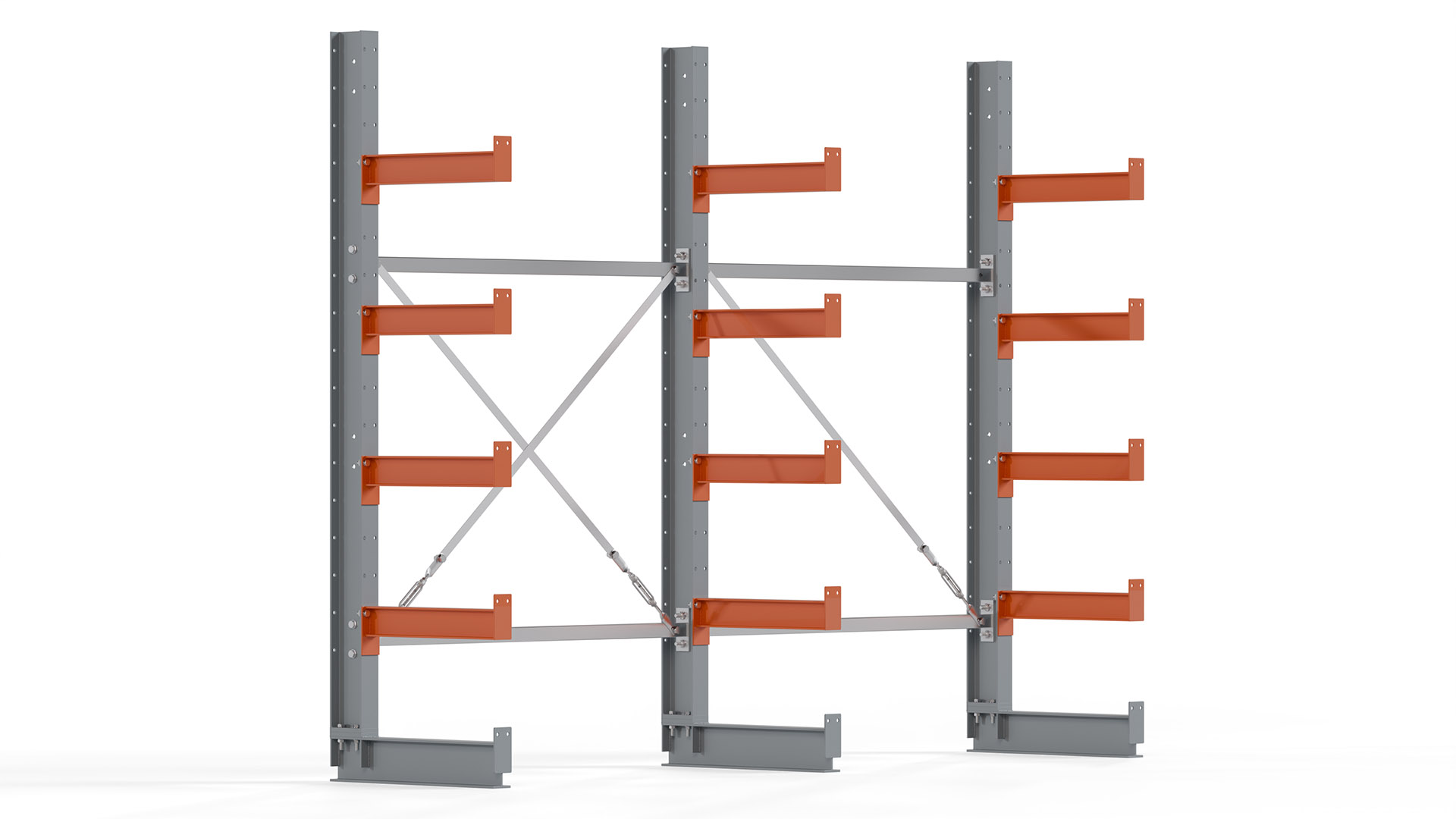 Kragarmregal KARL basic - lackiert - Breite: 256 cm - Höhe: 200 cm - Tiefe: 50 cm - Traglast je Kragarm: 870 kg - einseitig