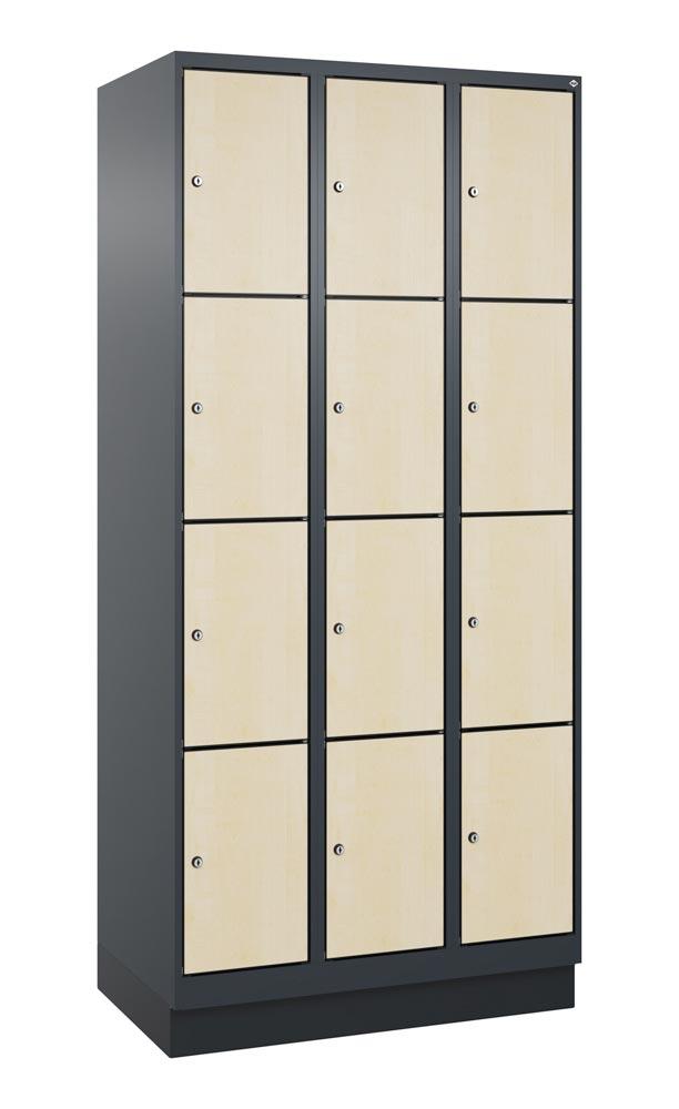 Fächerschrank mit MDF Türen, Breite 90 cm, Höhe 195 cm, Tiefe 50 cm, 12 Fächer