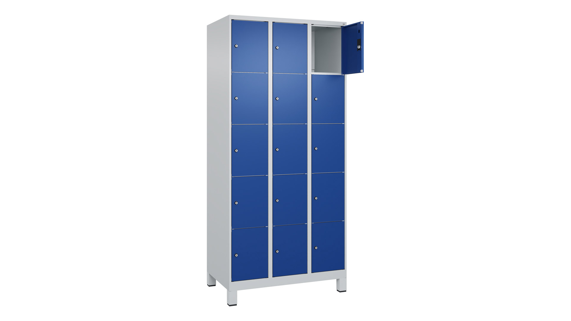 Fächerschrank, Breite 90 cm, Höhe 195 cm, Tiefe 50 cm, 15 Fächer