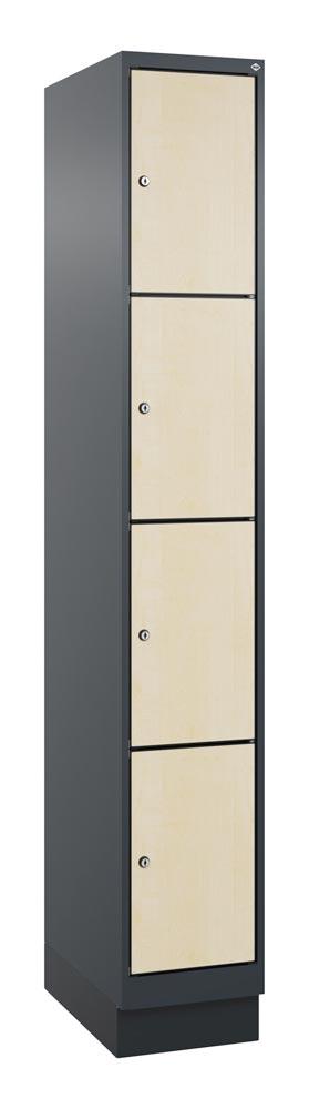 Fächerschrank mit MDF Türen, Breite 30 cm, Höhe 195 cm, Tiefe 50 cm, 4 Fächer