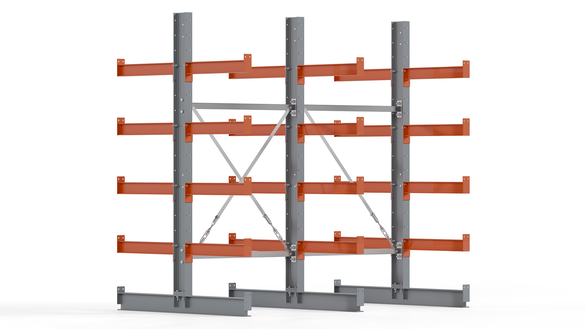 Kragarmregal KARL basic - lackiert - Breite: 200 cm - Höhe: 200 cm - Tiefe: 60 cm - Traglast je Kragarm: 740 kg - beidseitig