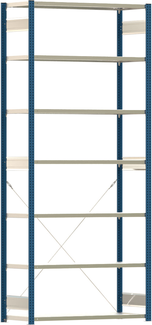 Fachbodenregal BERT - Breite: 128,5 cm - Tiefe: 50 cm - Höhe: 300 cm - 7 Böden - Grundregal