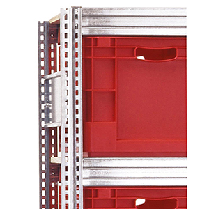 Kleinteileregal, Magazinregal - Eurokastenregal, Grundfeld, BxTxH 1695x600x2075 mm, 6 Ebenen, 20 Euronormkästen 60 l, BxTxH 600x400x320 mm, Fachlast 350 kg