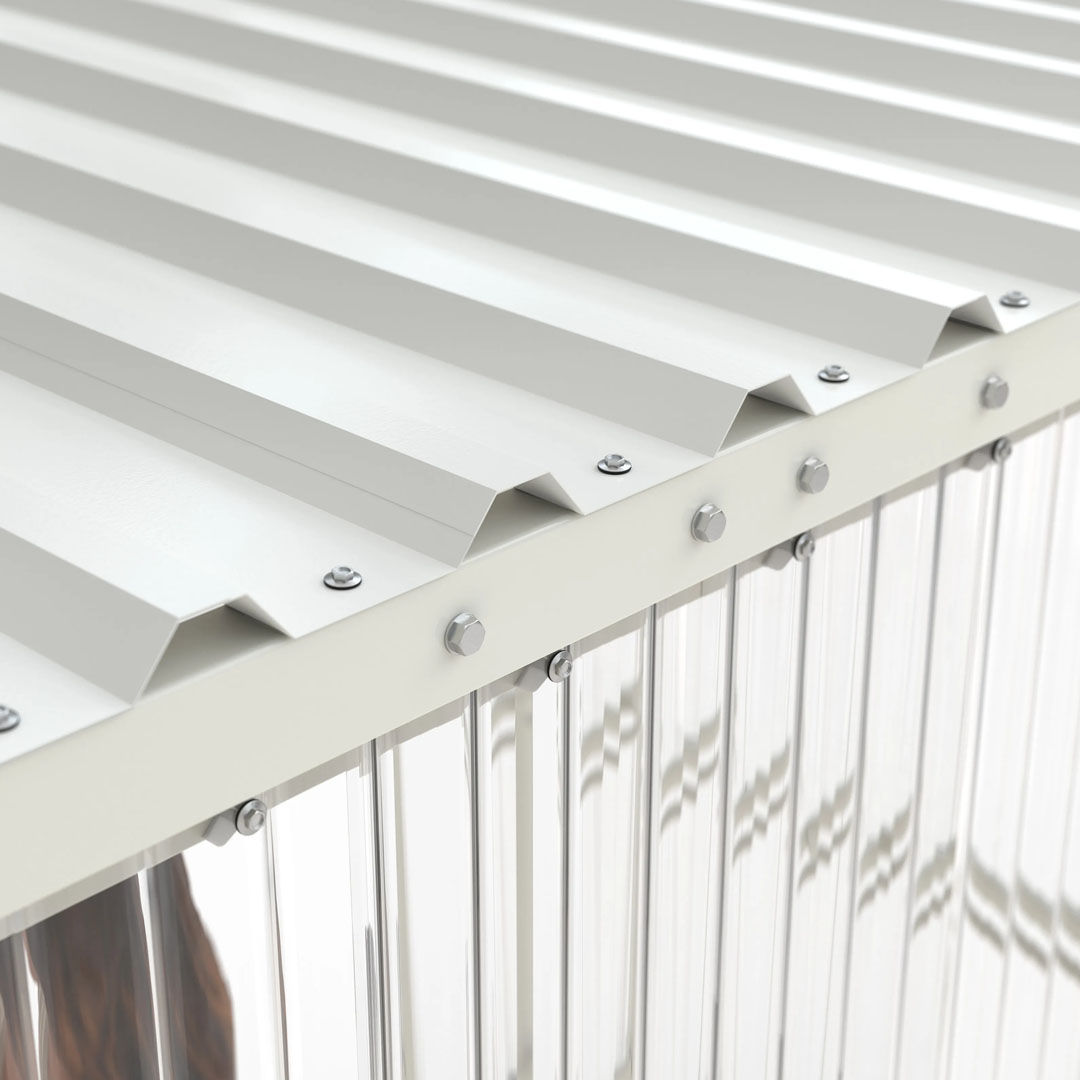 Raucherunterstand, Flachdach, für 2-3 Personen, grauweiß, Stahl/PVC, 2.360 x 1.720 x 1.580 mm (HxBxT), Bausatz