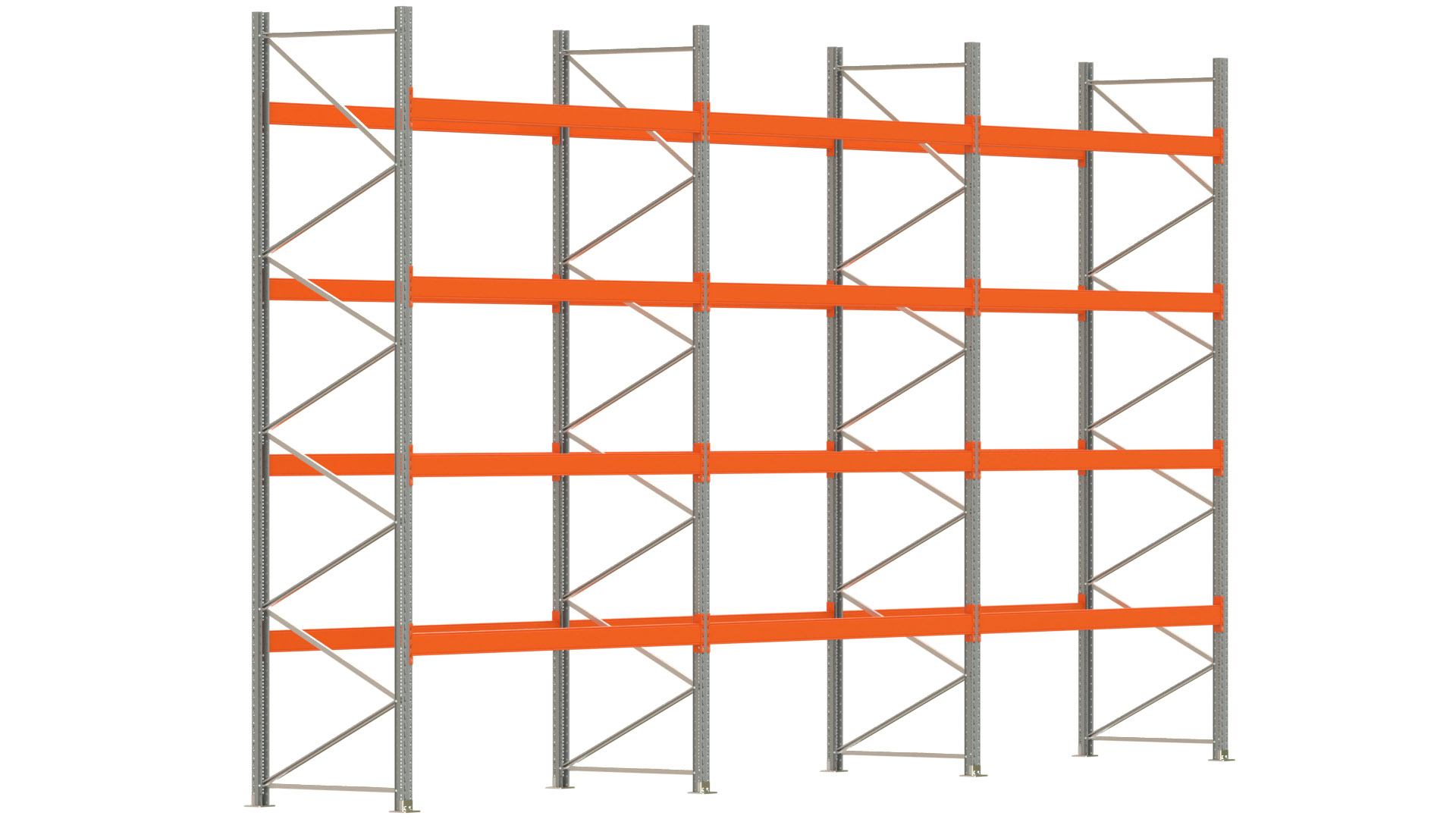 Palettenregal ARTUS - Breite 844 cm - Höhe 450 cm - Tiefe 110 cm - Fachlast 2700 kg - 45 Palettenstellplätze