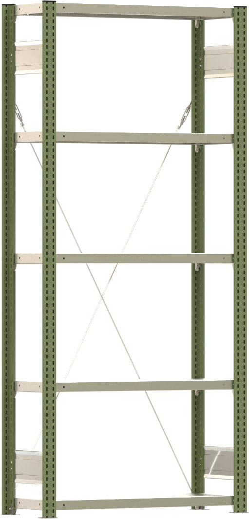 Fachbodenregal BERT - Breite: 87,5 cm - Tiefe: 30 cm - Höhe: 200 cm - 5 Böden - Grundregal