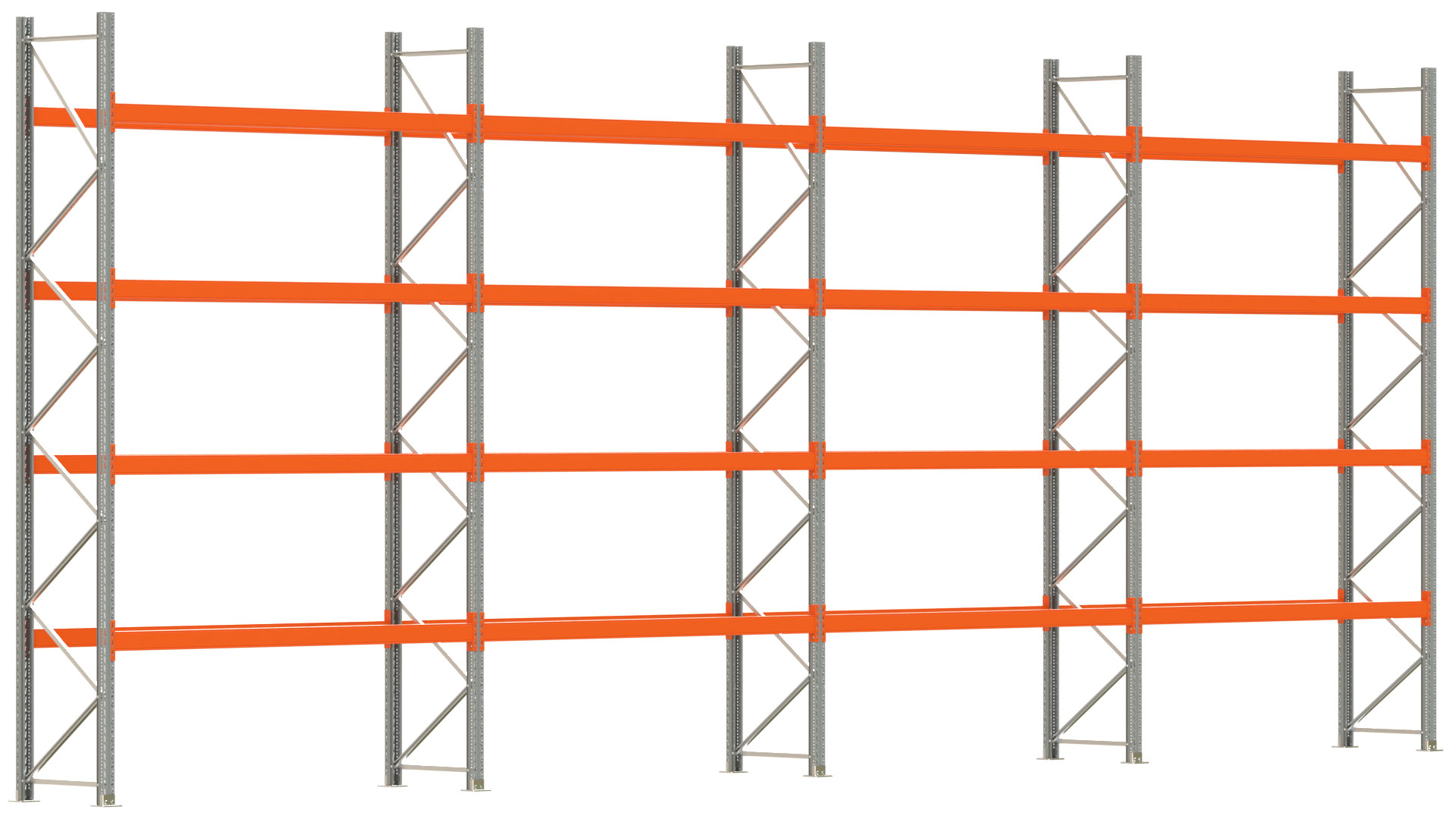 Palettenregal ARTUS - Breite 1122,5 cm - Höhe 450 cm - Tiefe 80 cm - Fachlast 2320 kg - 40 Palettenstellplätze