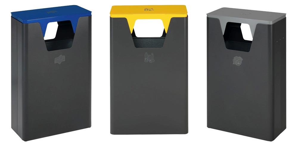 Wertstoffsammler, Stahlblech, Volumen 60 Liter, abnehmbarer Aufsatz, BxTxH 500x250x825 mm, Korpus eisenglimmer, Aufsatz lichtgrau