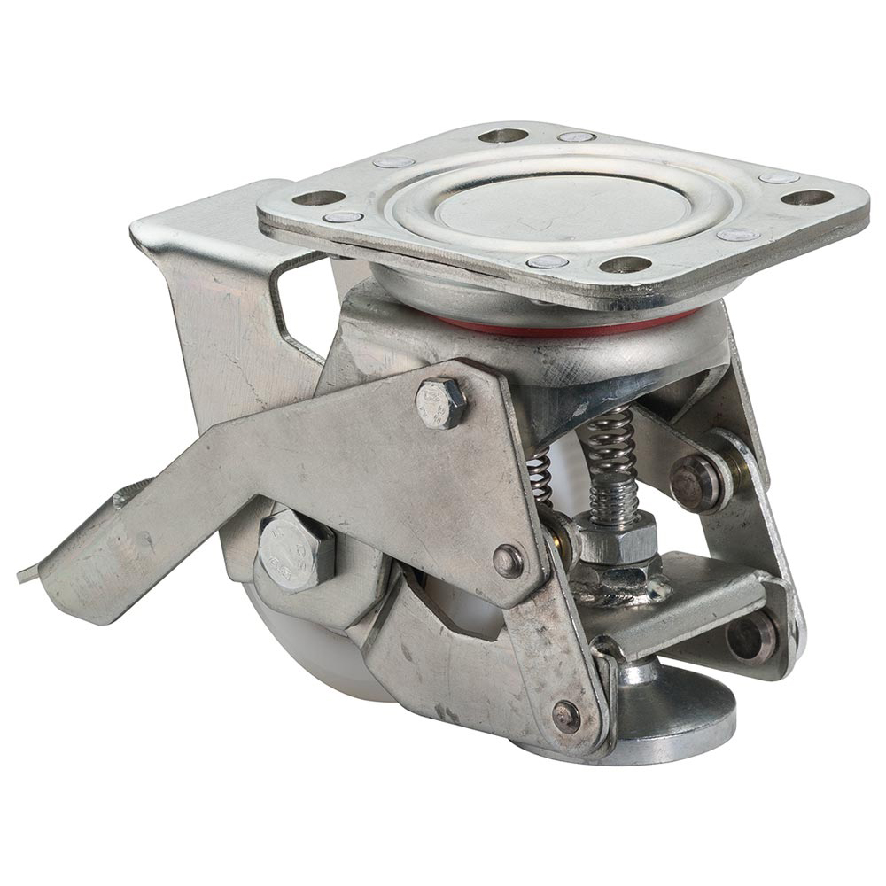 Hebe-Lenkrolle, Polyamid, Durchm. 75 mm, Nivellierhöhe 112-125 mm, Traglast 350 kg, Kugellager, Schraubplatte