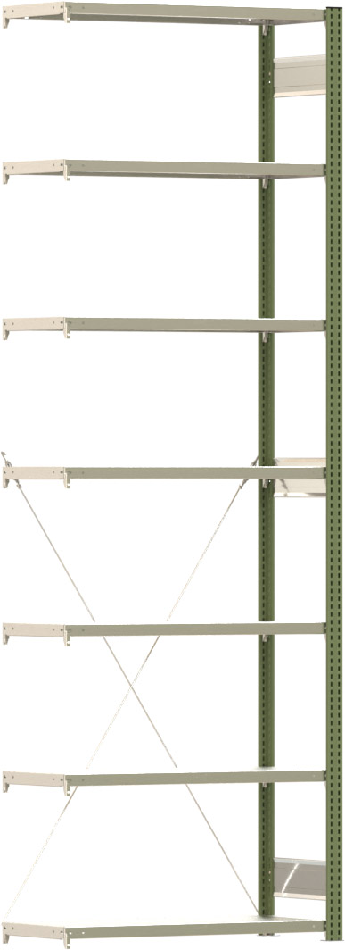 Fachbodenregal mit Tiefenriegel - 150 kg - (HxBxT) 3.000 x 1.005 x 400 mm - Anbauregal - Rahmen resedagrün - Böden verzinkt