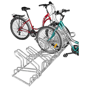 Fahrradständer, Stahl verzinkt, zweiseitig, 6er-Stand, Radabst. 350 mm, Gesamtl. 1050 mm