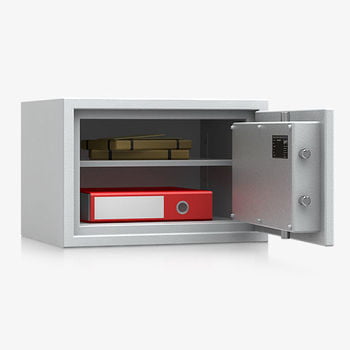 Massiver Wertschutzschrank, Tresor, Safe, VdS Klasse 0/N, 1 Fachboden, feuerhemmend, definierter Einbruchschutz, 355 x 530 x 415 mm (HxBxT)