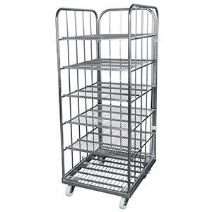 Rollbox, 3-seitig, Nutzhöhe 1650 mm, BxTxH 810x720x1850 mm, Bodenplatte aus Stahl, verzinkt