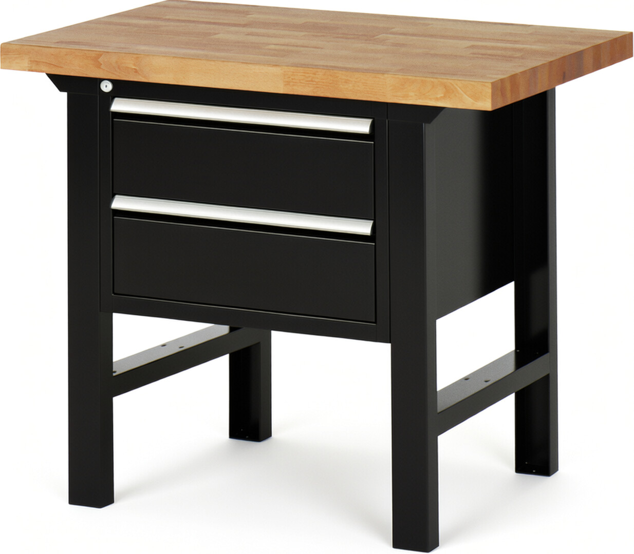 RAU Werkbank schwarz - Breite 100 cm - Tiefe 70 cm - Höhe 84 cm - Buche-Massiv Arbeitsplatte 40 mm